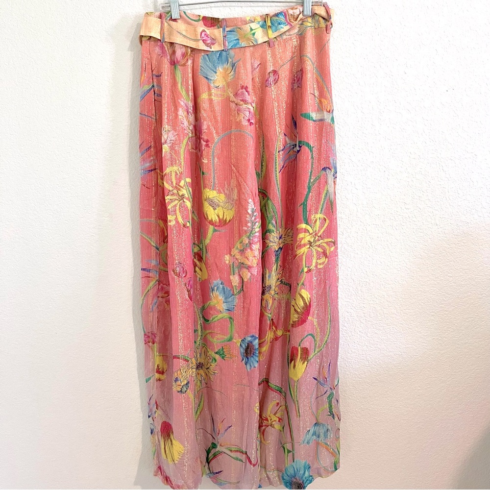 Wide Leg Floral Palazzo Pants - Pink Floral
